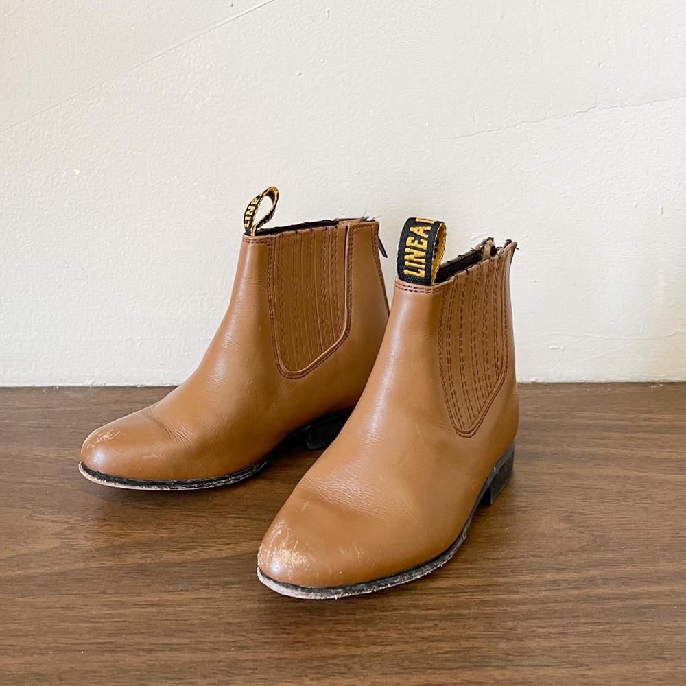 Cognac Brown Leather Cowboy Western Chelsea Boots